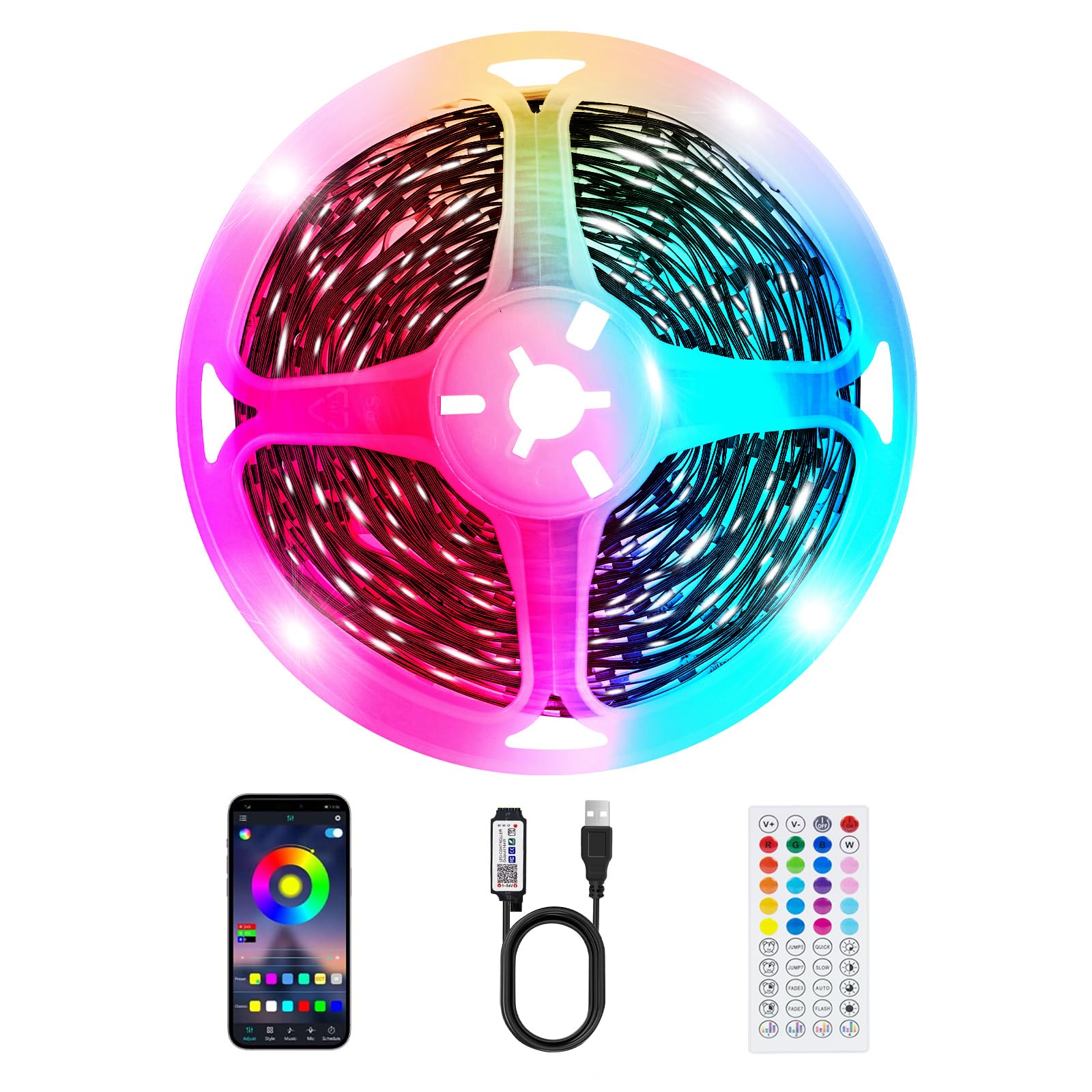 TK99SW LED Strip Lights 4M, TV Led Lightsfor 50-65 Inch with Remote/APP Control, Music Sync Backlights Color Changing Led Strip for TV PC Monitor