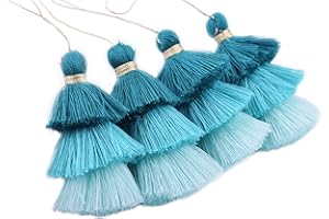 KONMAY Bulk 20pcs Tri-Layered Tassels with Hanging Loop for Jewelry Making, Clothing