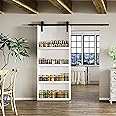 BARNER HOME 42in x 84in Sliding Barn Door, Shelf Style, Made of Primed MDF, Sliding Door with 6.98 ft Hardware Kit