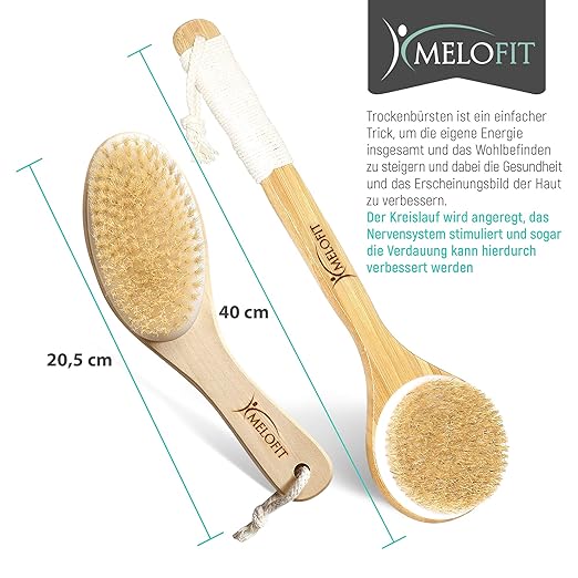 Szczotka do suchego ciała z naturalnego włosia [zestaw 2 ...