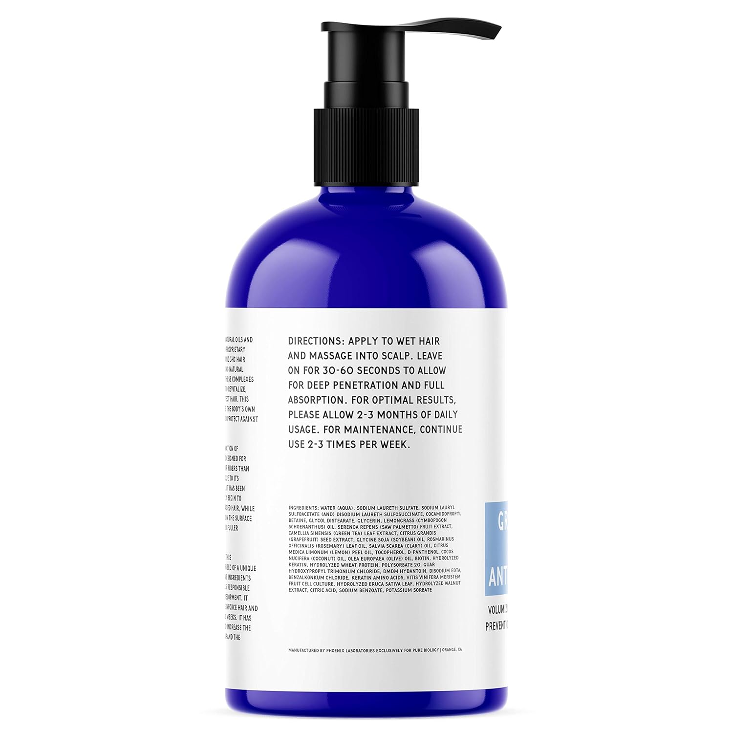Pure Biology Hair Growth Stimulating Shampoo with Biotin, Keratin, Natural DHT Blockers, Vitamins B + E & Breakthrough Anti Hair Loss Complex for Thinning, Damaged Hair for Men & Women: Beauty