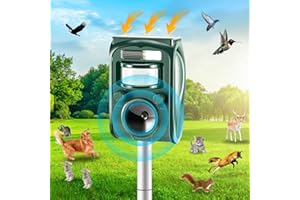 SHINYART Ultrasonic Animal Repellent, Outdoor Solar Powered Squirrels Deterrent with Motion Sensor,Sound and LED Flashing,Waterproof Deer Repeller,Animal Repellent for Cat Dog Bird Skunk Rabbit Wild Pigs f1
