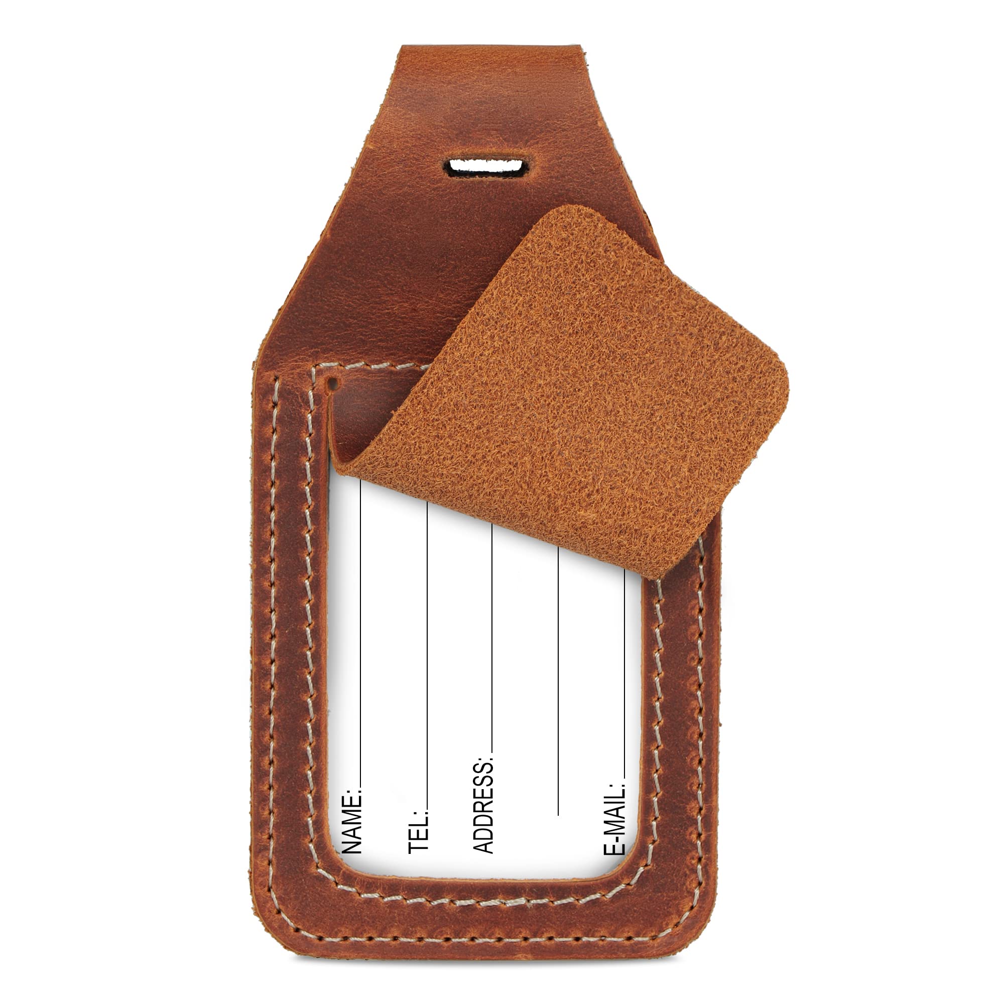 Londo Leder Luggage Tag with AirTag Holder - Leather ID Tag for Travel - Compatible with Apple AirTag
