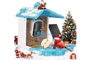 INKCKU Smart Bird Feeder with Camera, Solar Powered WiFi WildBird Watching Camera with AI Bird Recognition, 2K Auto Capture, Vicohome App Alerts, Outdoor Garden Decor Gift for Dad Mom BirdLovers (Blue)
