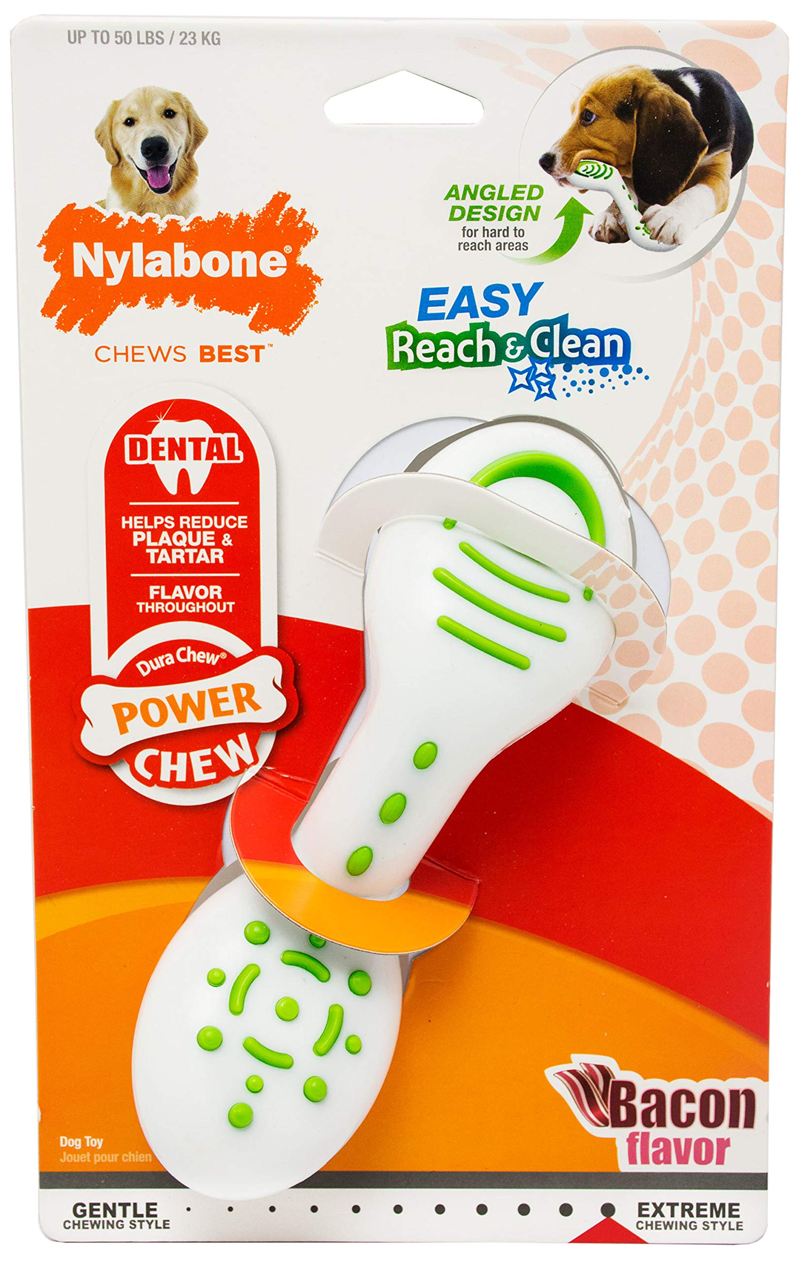 Nylabone Reach and Clean Bacon Flavor Dog Chew for Extreme Chewers, Large