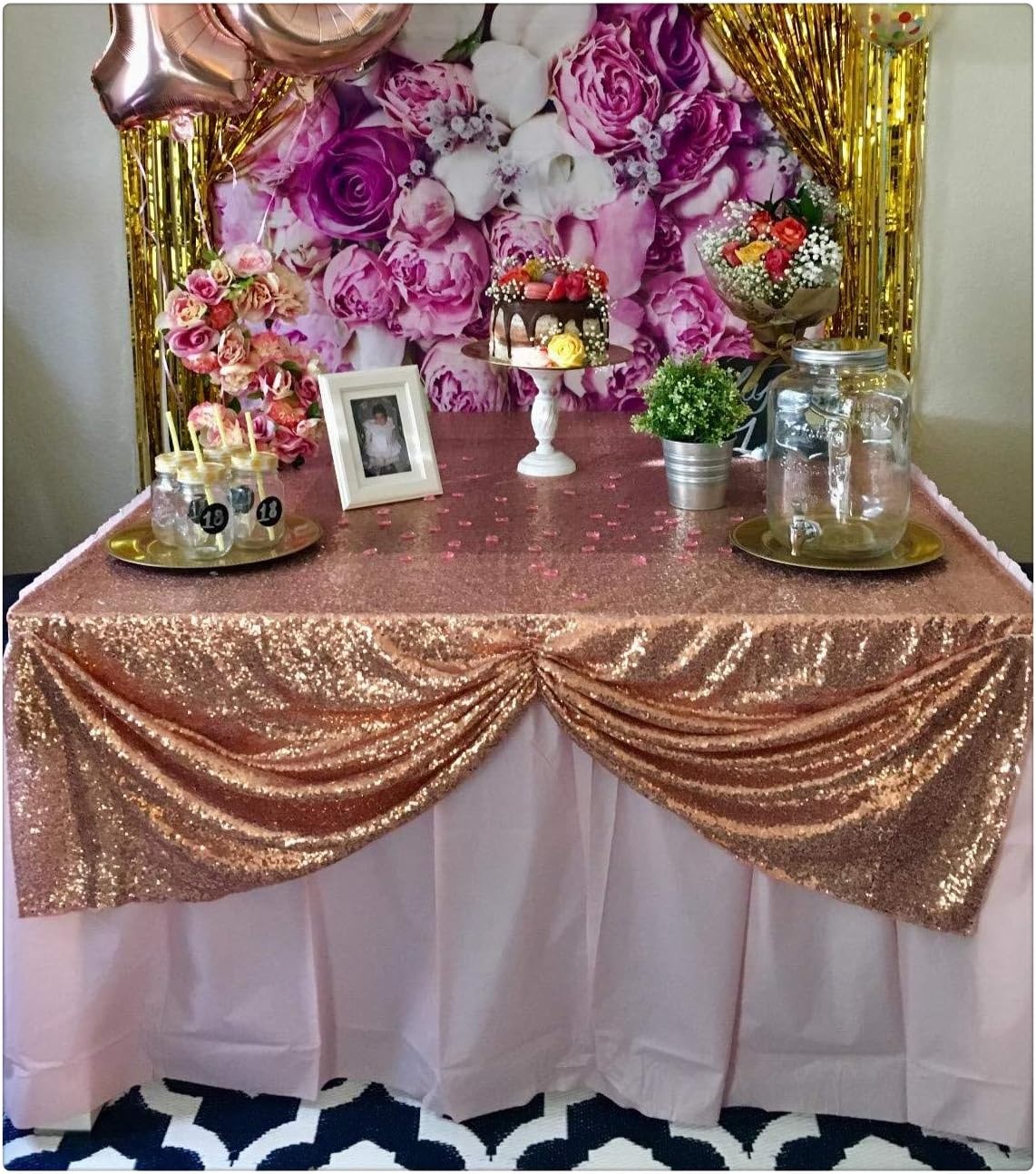 Best navy sequin table cloth