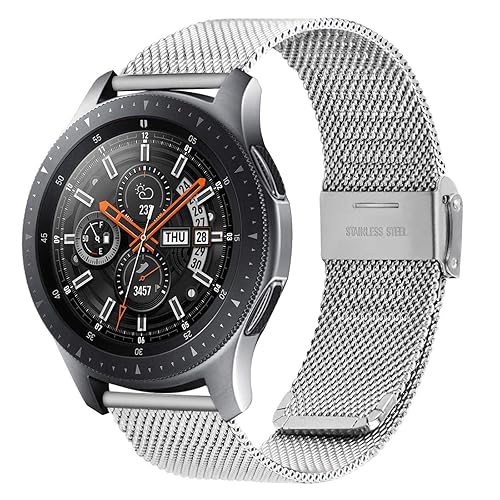 Fullmosa 20mm Stainless Steel Watch Band, Silver, Mesh, Buckle