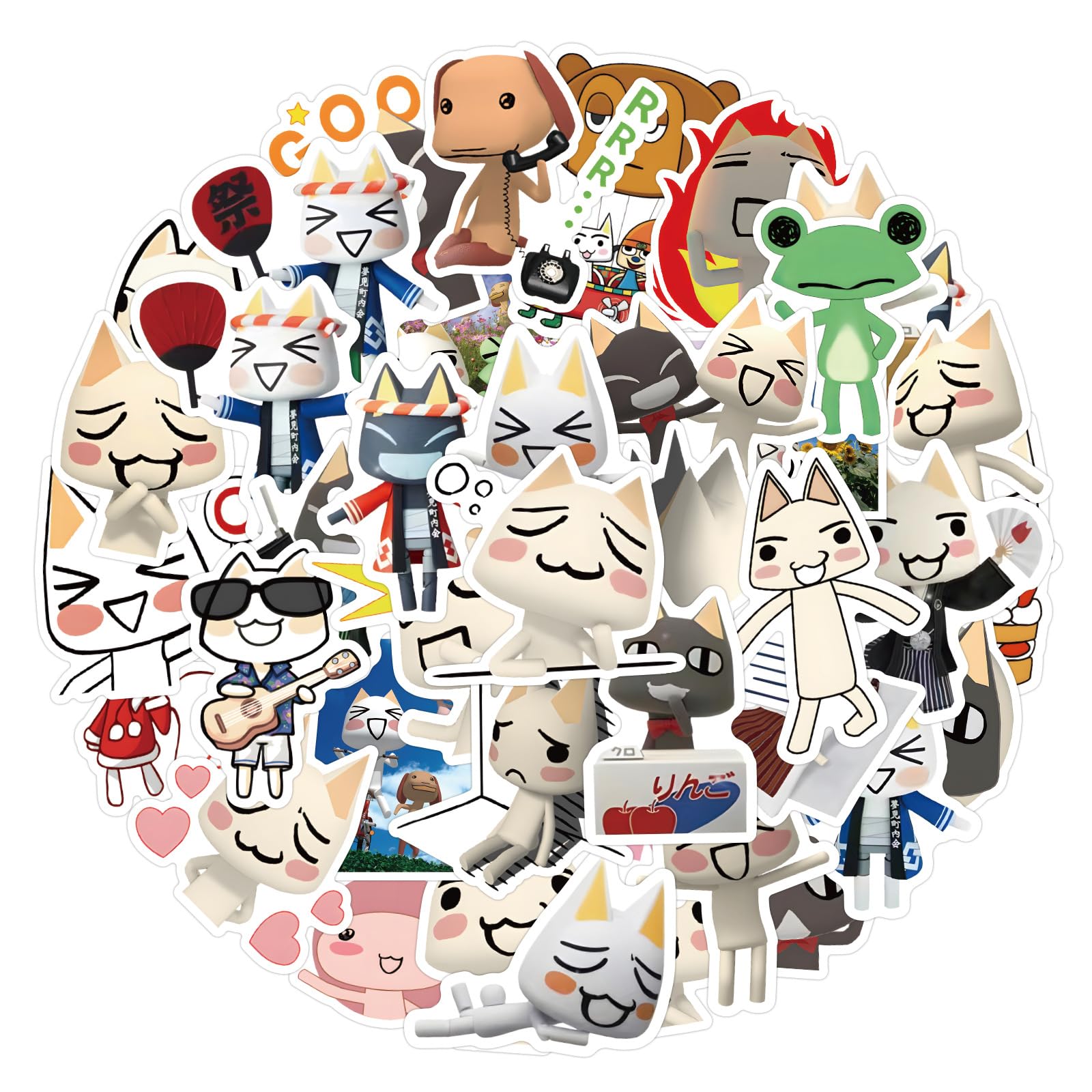 Inoue Toro Stickers for Laptop (50 PCS),Gift for Children Teens Adults Girl Boys,Waterproof Stickers for Water Bottle,Cartoon Cats Vinyl Stickers for Scrapbook,Skateboard,Bike,Phone,Dairy