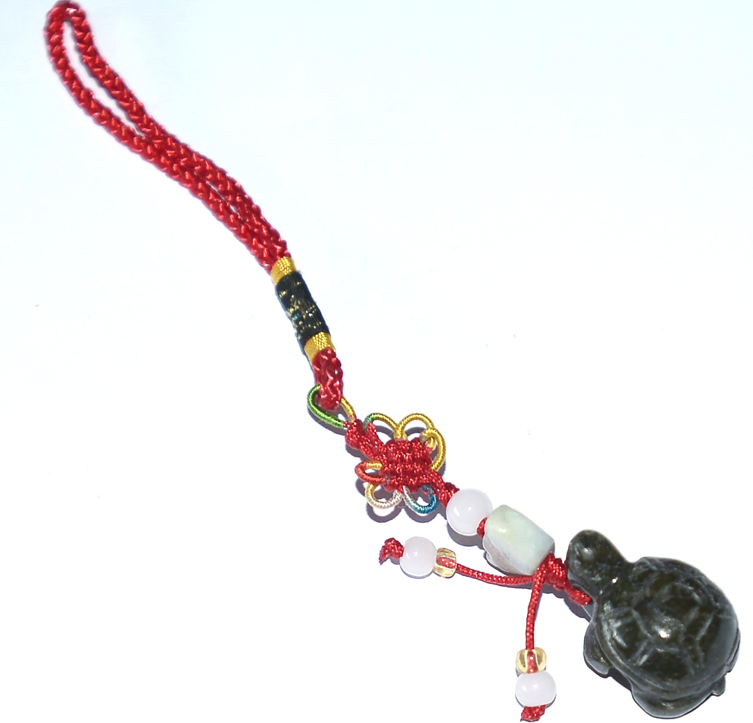 Chinese Feng Shui Hanging Charm Mystical Jade Lucky Dragon Tortoise (Jade Tortoise is a Symbol of Longevity and Heaven's Blessings)