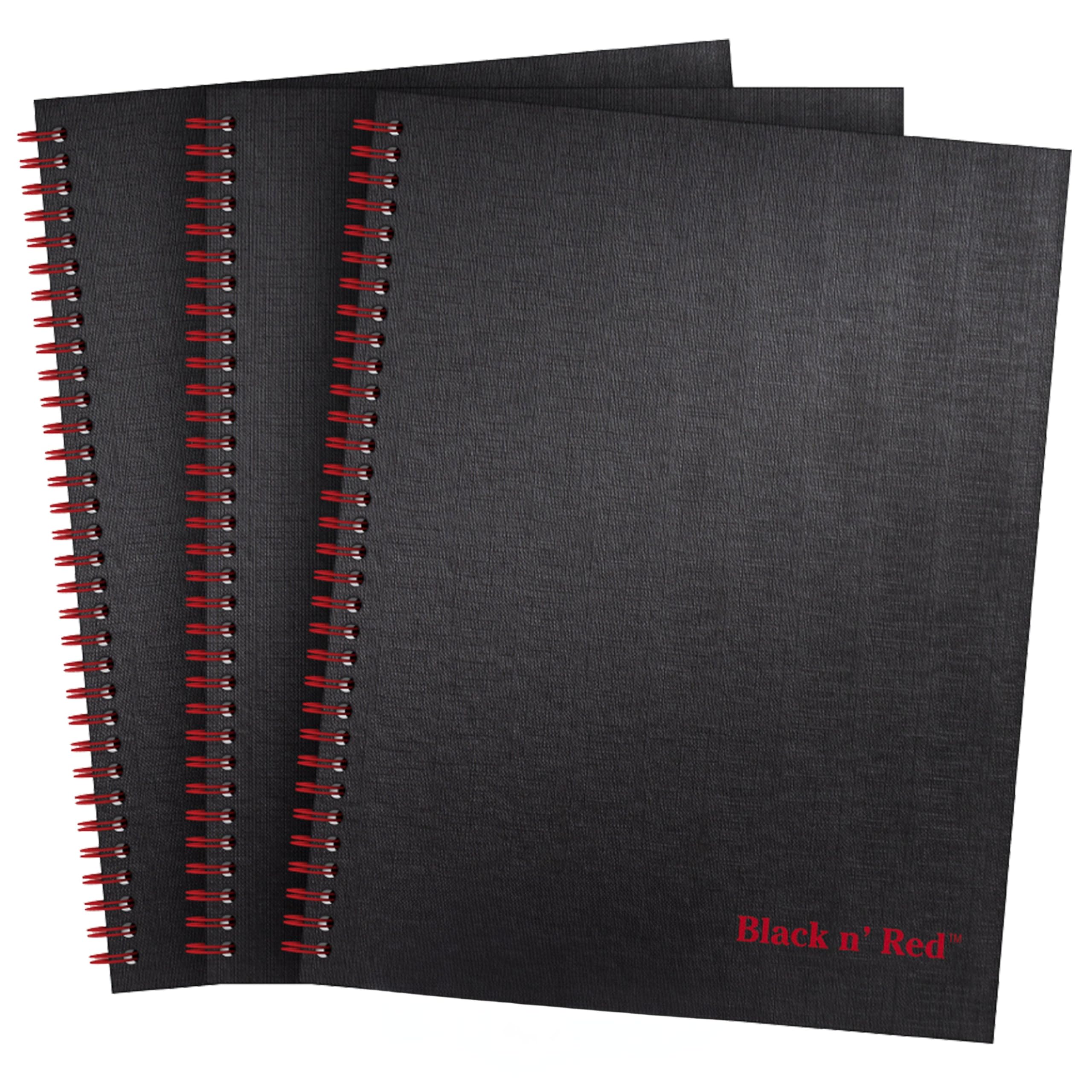 Black n' Red Twin Spiral Hardcover Notebook Value Pack, 3 for Price of 2, Large, Black/Red, 70 Ruled Sheets, 3 Pack (400123488)