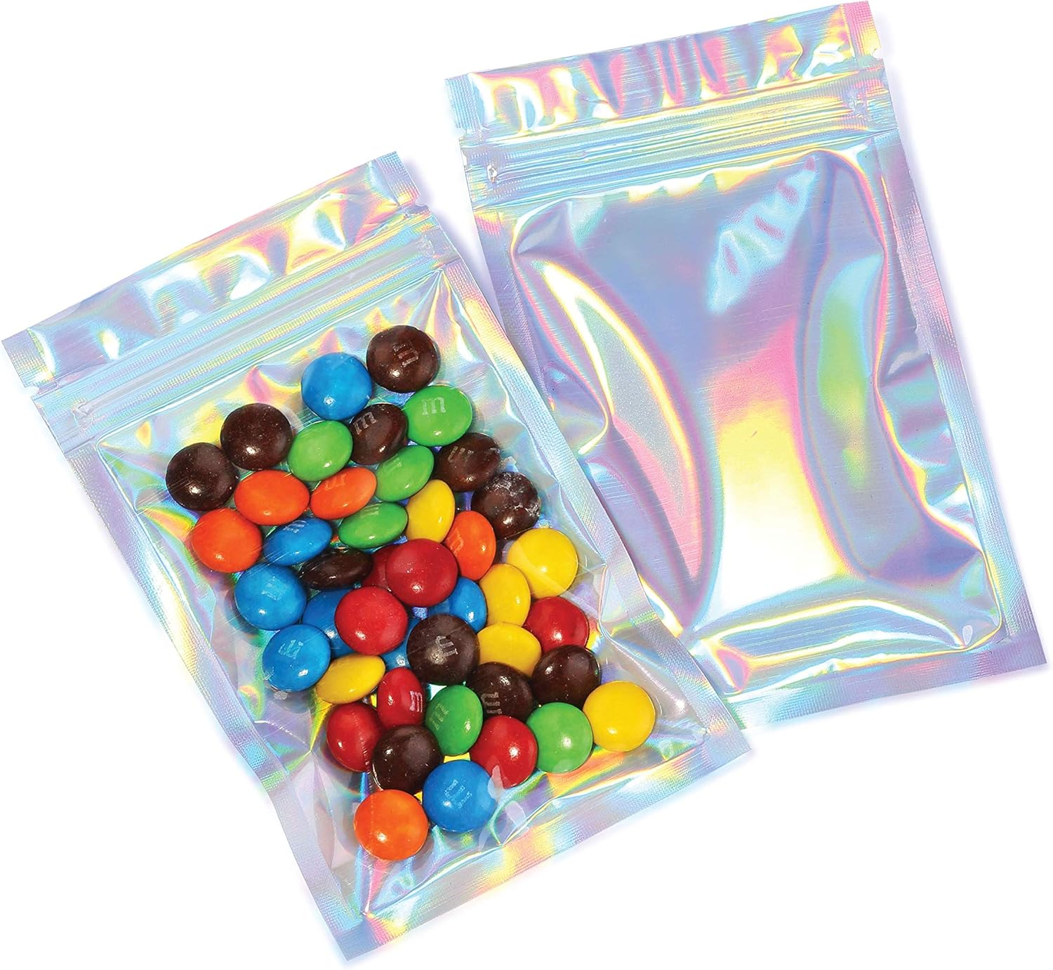 Mylar Bags with Ziplock 3.3 x 5.5" 100 Bags Rainbow
