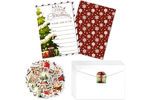 PTECDROTS 20Pcs Christmas Invitations Sets with Envelopes Snowflake Xmas Tree Invitation Cards for Funny Winter Christmas Birthday Holiday Party Supplies, 6.7 x 4.7 Inch