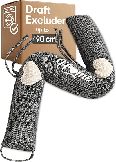 Praknu Draft Excluder Door Window 90cm Heavy Washable No Drill Heating Bill