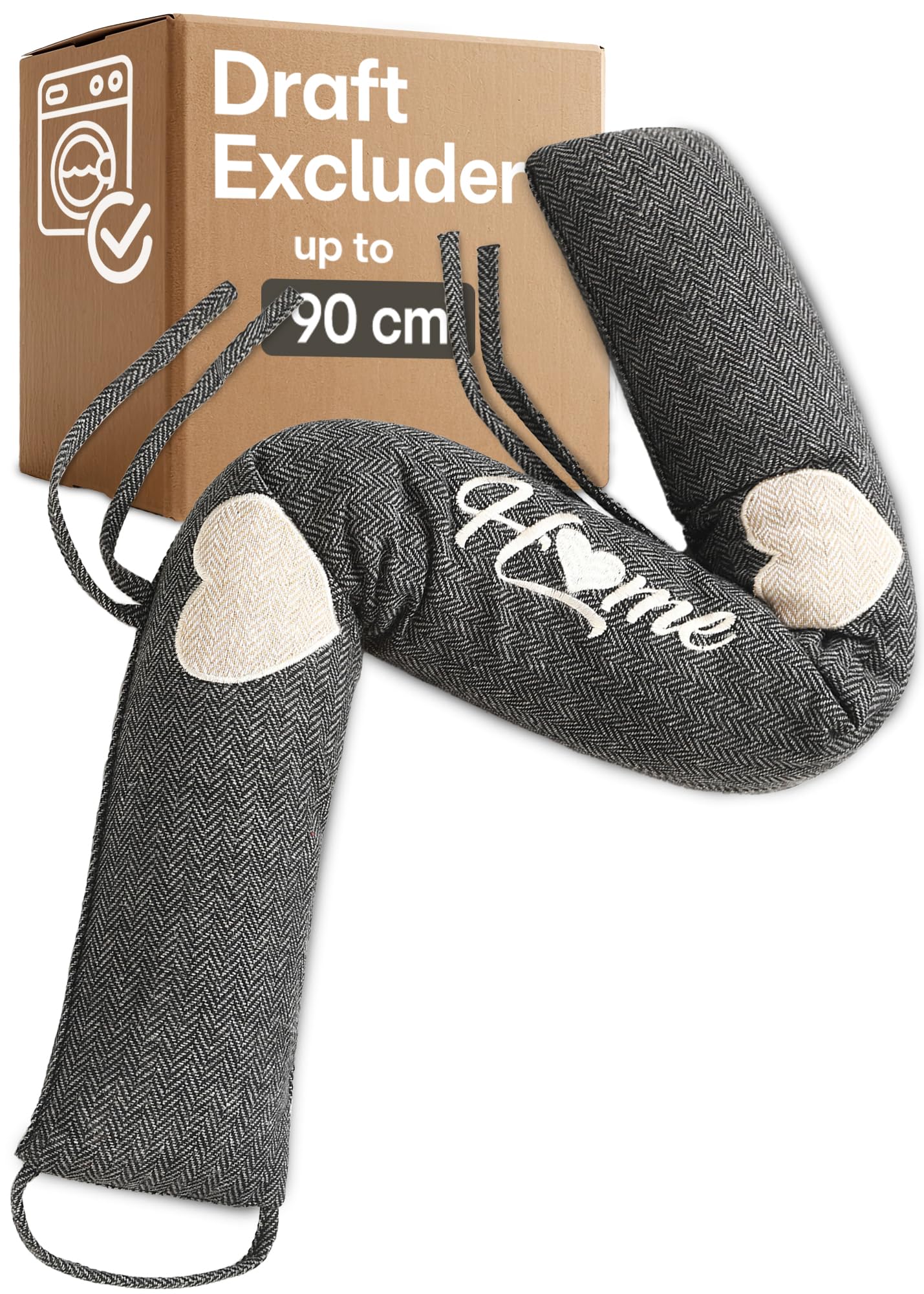 Praknu Draft Excluder for Doors & Windows - Draught Excluder Extra Heavy 90cm/35in - Removable & Washable - Simple Installation - No Glue or Drilling - Lower Your Heating Bills