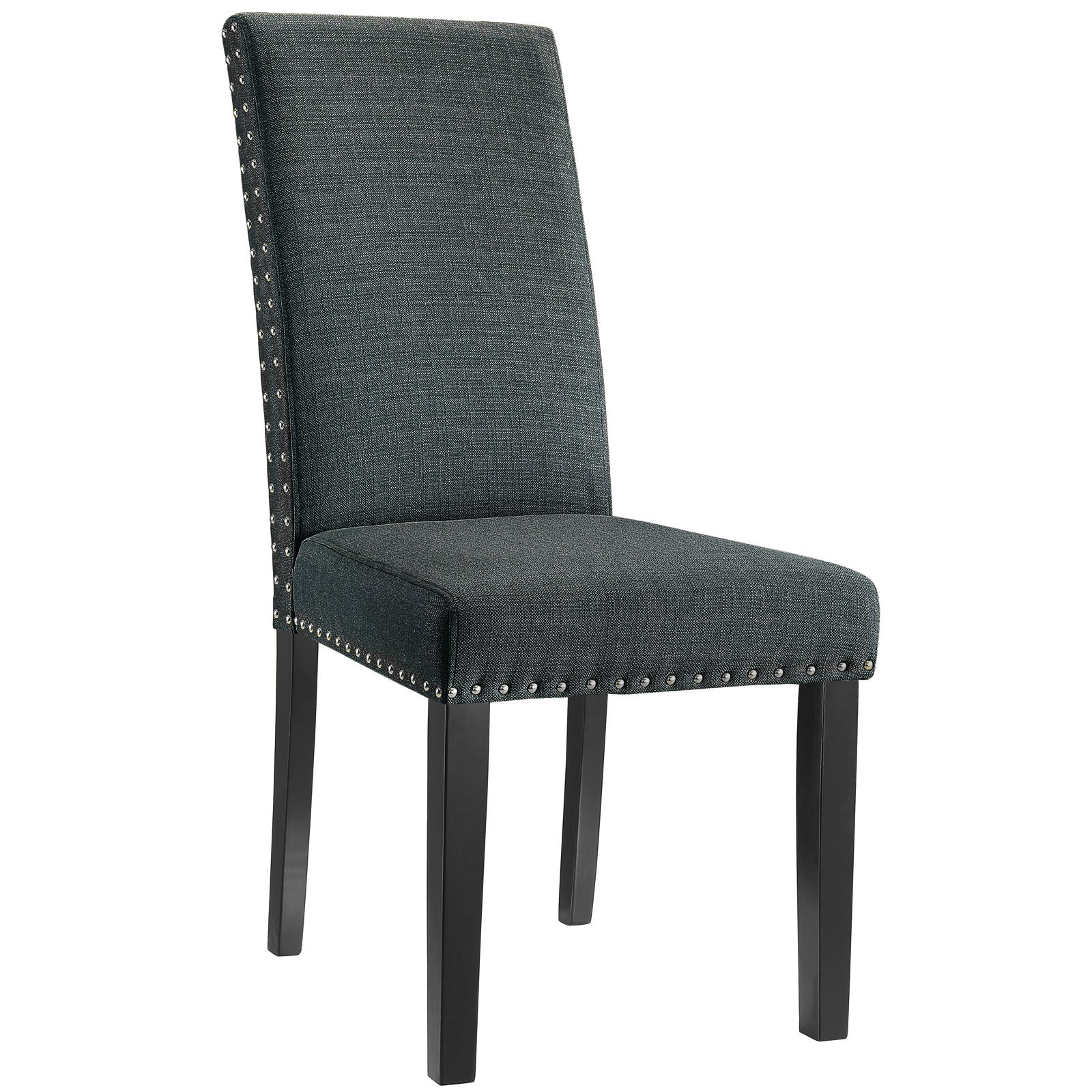 Modway Parcel Modern Upholstered Fabric Parsons Dining Chair With Polished Nailhead Trim And Wood Legs In Gray(2piece)