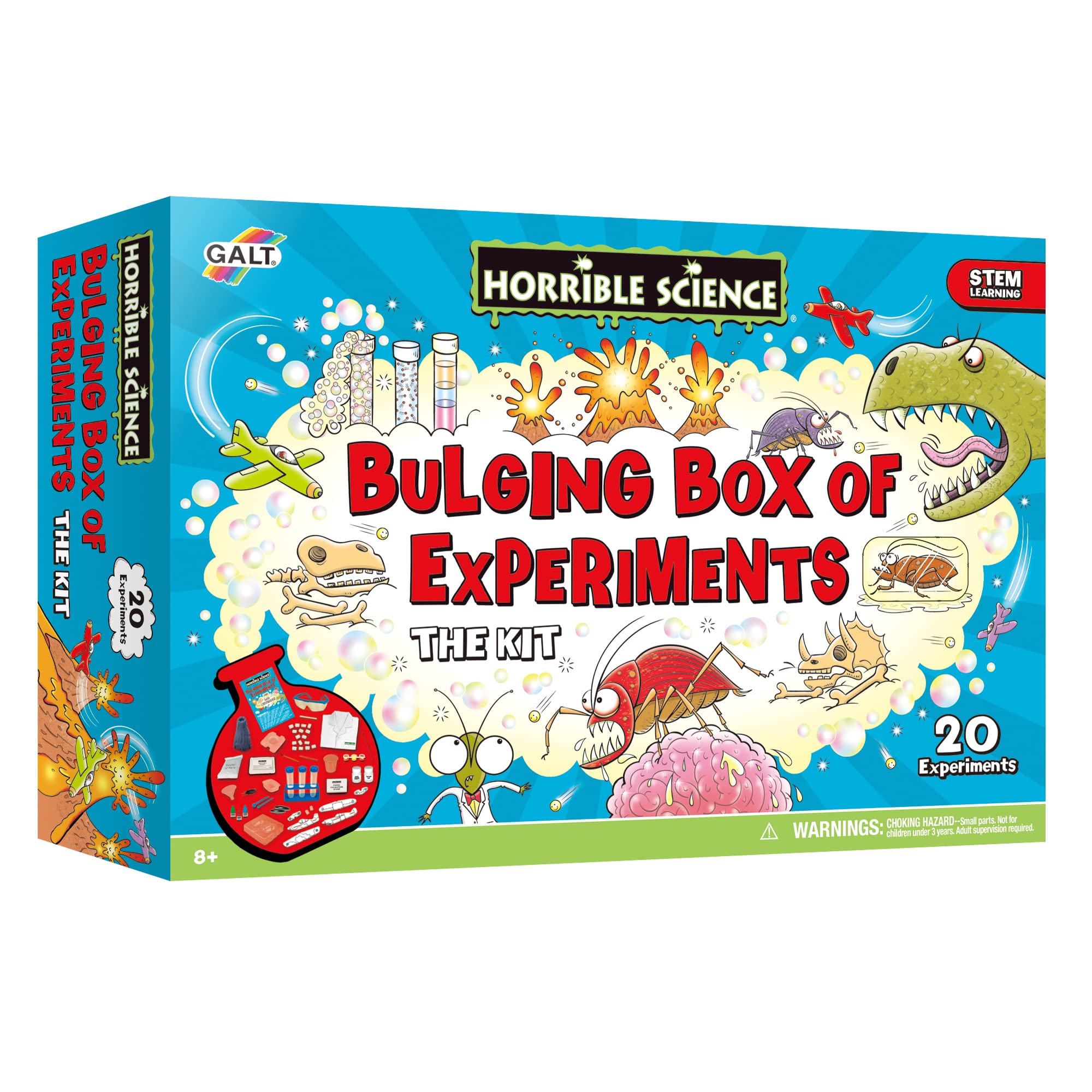 Galt Bulging Box of Experiments - Educational Kids Science Kit for Girls and Boys - Giant Craft Kit for Kids with Over 20 Eye-Popping Science Experiments - Science Kits for Kids Age 8 Years Plus