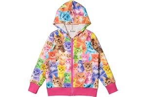 JXSTAR Girls Zip Up Hoodie Jacket Unicorn/Cat Sweatshirt with Pockets