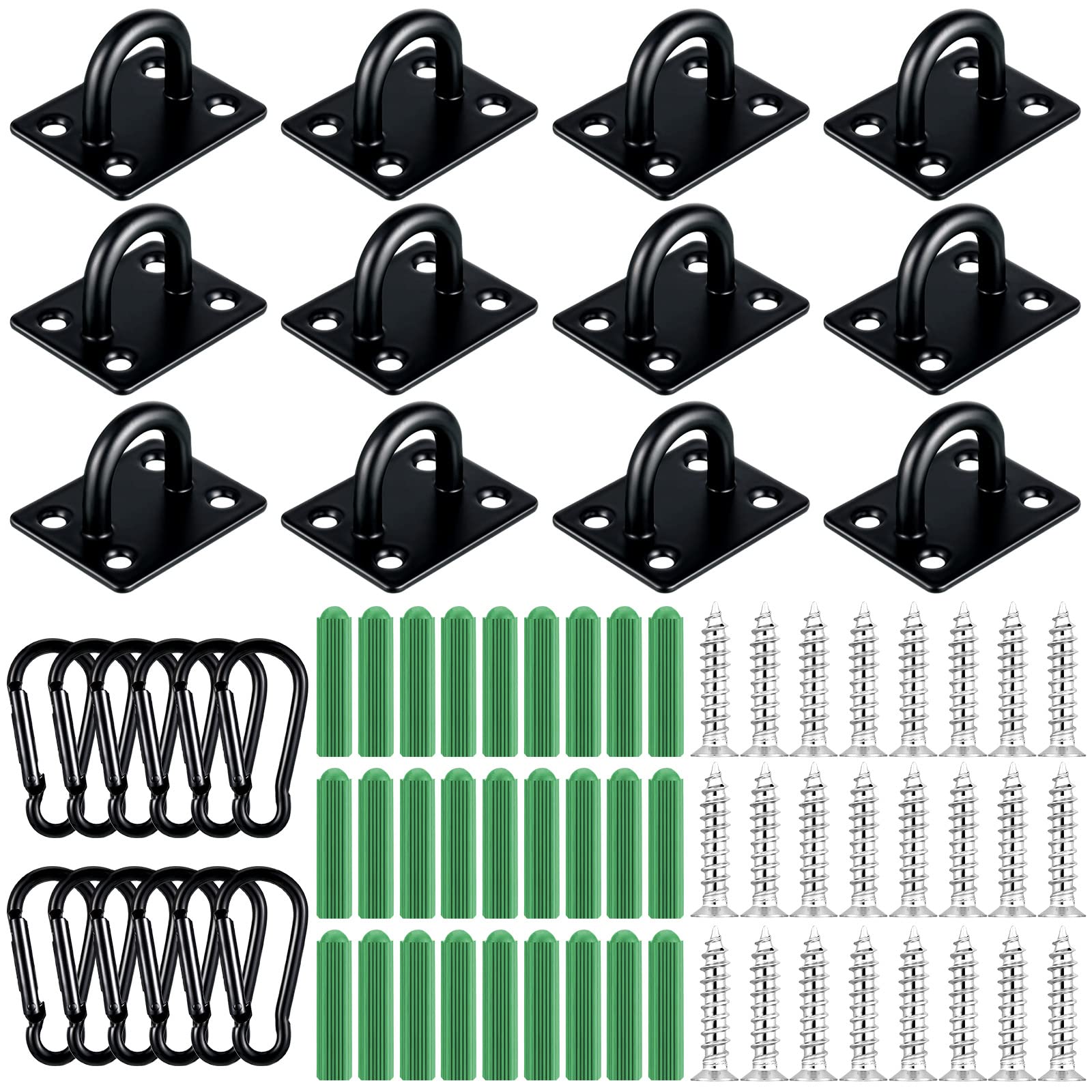 12 Sets Stainless Steel Ceiling Hooks Pad Eye Snap