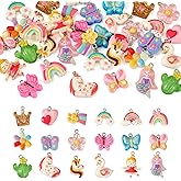 Cheriswelry 36pcs Butterfly Cactus Flower Pendants Cute Rabbit Heart Resin Dangle Charms Lovely Earring Making Charms Hang Ornament 15~30mm for DIY Craft Necklace Jewelry Making