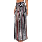 Urban CoCo Women's Stylish Spandex Comfy Fold-Over Flare Long Maxi Skirt