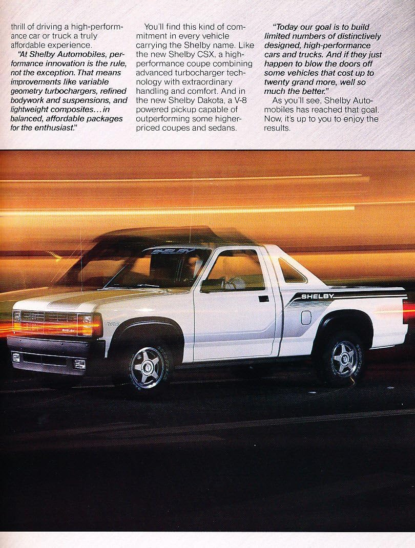shelby pickup truck on Amazon Com 1990 Shelby Csx Dakota Truck 12 Page Original Car Sales Brochure Catalog Dodge Everything Else