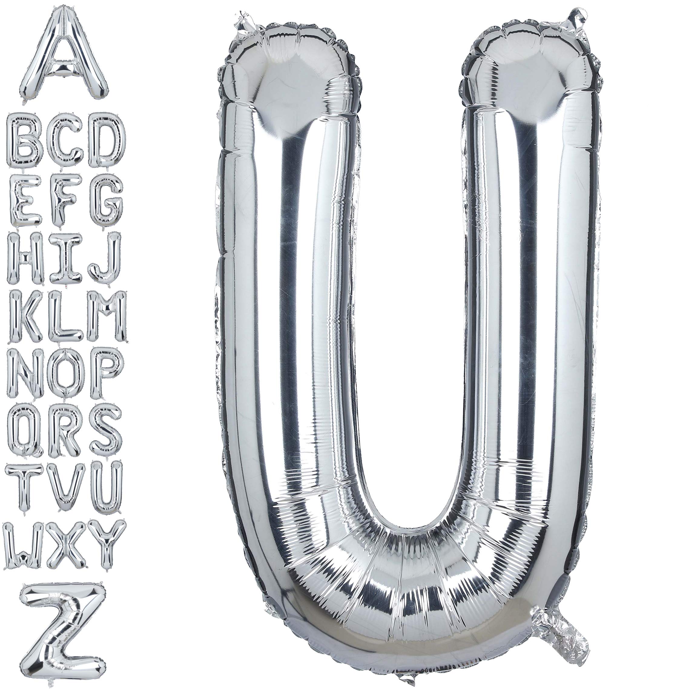 40 Inch Giant Silver Letter U Foil Helium Balloons Big Single Mylar Balloon Birthday Party Decoration Supply (Silver U)