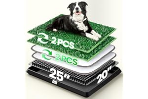 DOVCO Super Absorbent Dog Grass Pad with Tray, 4-Layer Guard to Stop Leakage/Stink/Mess for Puppy Health, Reusable Washable Pee Pads for Dogs, Potty Training Dog Litter Box for Indoor Outdoor, 20"*25"