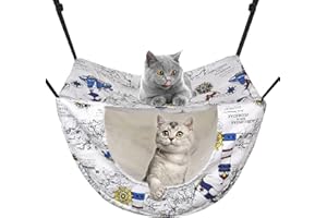Petmolico Cat Hammock for Indoor Cats, 2 Tier Hanging Cat Cage Hammock with Soft Fleece Pet Bed for Kitten Raccoon Ferrets Gerbils, White Tower