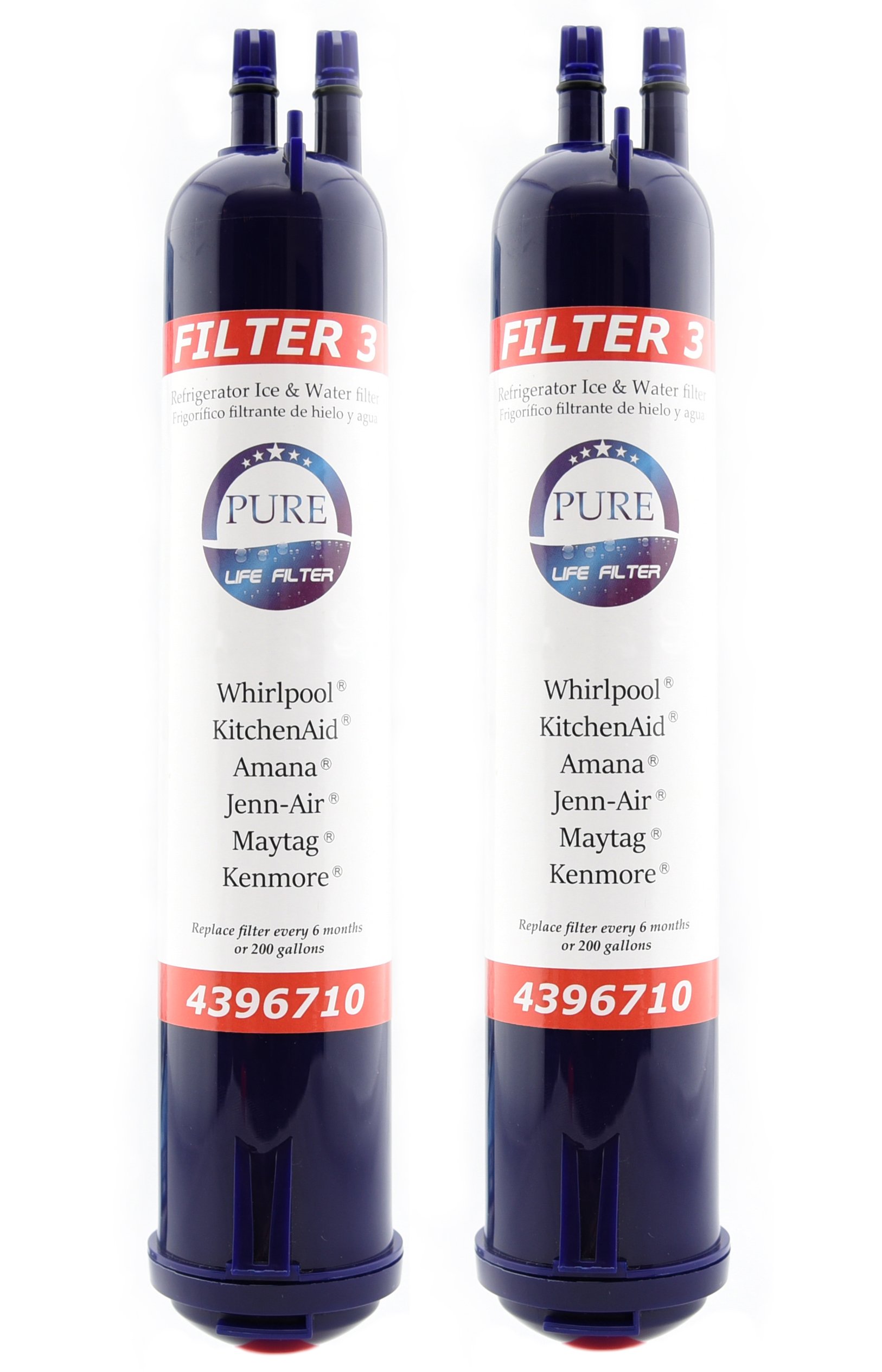 Pure Life Filter 3 Compatible With 4396841 4396710, Refrigerator Replacement Water Filter Pur