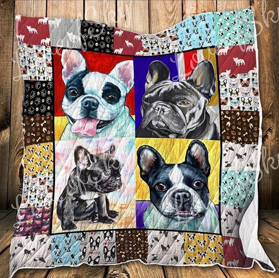 French Bulldog Quilt Meet My Friends Blue and Black
