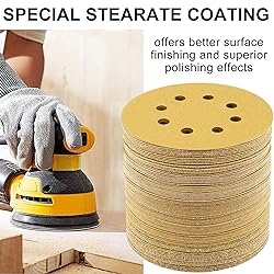 LotFancy 5 Inch 8 Hole 80 Grit Sanding