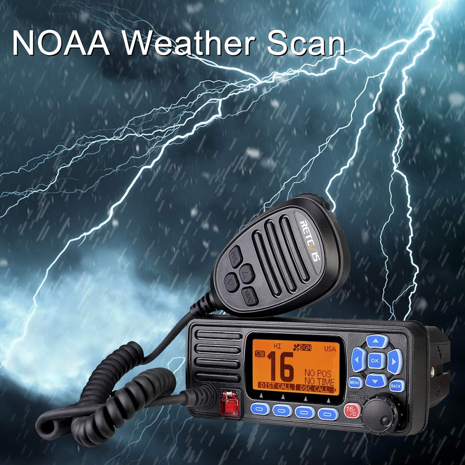 Retevis RA27 Fixed Mount Marine Radio GPS, IP67 Waterproof Two Way Radio DSC Long Range, Tri-Watch NOAA, Professional Marine Radio Transceiver(1 Pack): GPS & Navigation