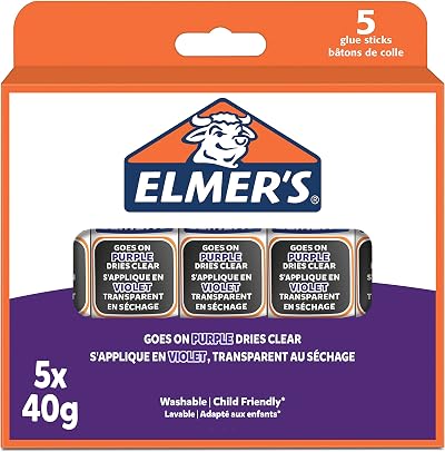 Elmer's Disappearing Purple Glue Sticks 5 x 40g Dries Clear School Craft