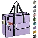 BALEINE Large Utility Tote Bag with Reinforced Bottom, Multi Pockets Foldable Tote Bag for Nurse, Travel, Work