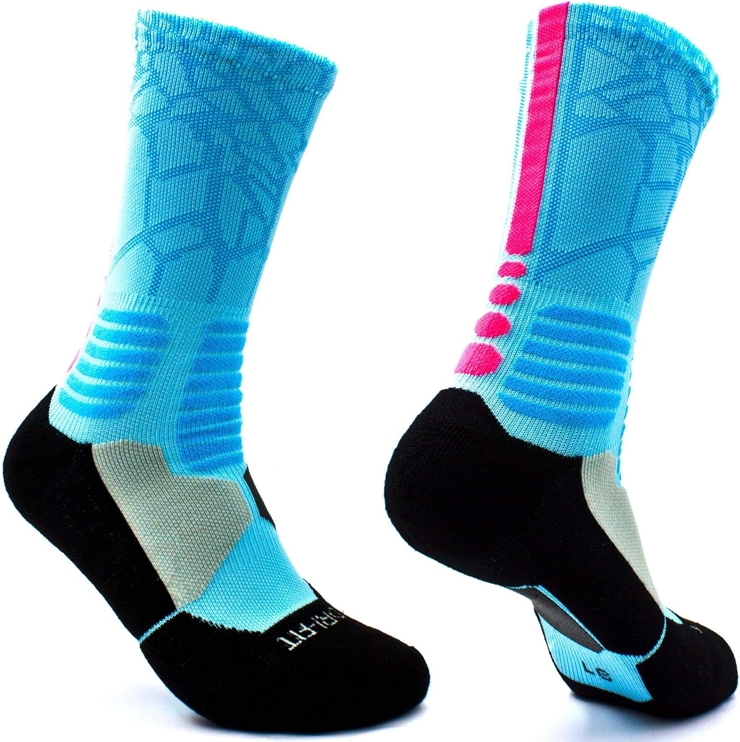 Basketball Socks 5 Pack Athletic Crew Socks Compression Sports Socks for Boy Girl Men Women,A3,Medium: Clothing