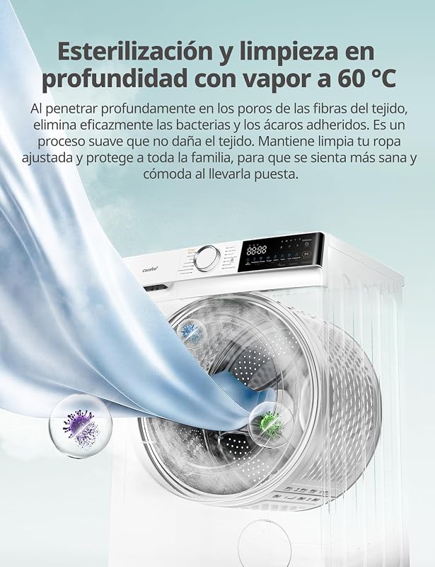 Máquina de lavar 10kg, Classe A-30%, 14 programas, 1400 RPM, Lavagem inteligente controlada remotamente, depilação de animais de estimação, Perfume+, White-CF10EWP07W