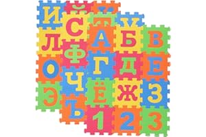 BESPORTBLE 36Pcs Russian Alphabet Mat Puzzle Foam Letters Baby Floor Play Mat Soft Non-Slip Toddler Playing Puzzle for Learni