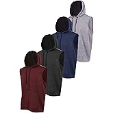 Reset Muscle Hooded Gym Tank Tops for Men, Active Athletic Performance Tops - 4 Pack