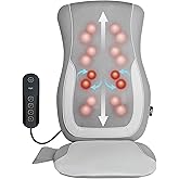 Mynt Gray Back Massager for Chair with Heat for Deep Tissue, Mesh Shiatsu Massage Chair Pad with 4 Deep Kneading Nodes, Heated Back Massage with a Seat Cushion