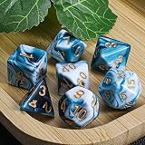 QMay DND Dice Polyhedral 7 Pieces Cyan White D20 D12 D10 D8 D6 D4 Set view 5