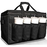FRESHIE Insulated Food Delivery Bag with Cup Holders/Drink Carriers Premium, for Doordash, Uber Eats, Grubhub, Pizza Bag, Catering, Beverage, Commercial Quality (XL Pro)