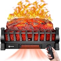 Amazon.com: PuraFlame Electric Fireplace Log Heater, 16 Fireplace Inserts  with Realistic Ember Bed, Thermostat, 750/1500W, Black : Home u0026 Kitchen
