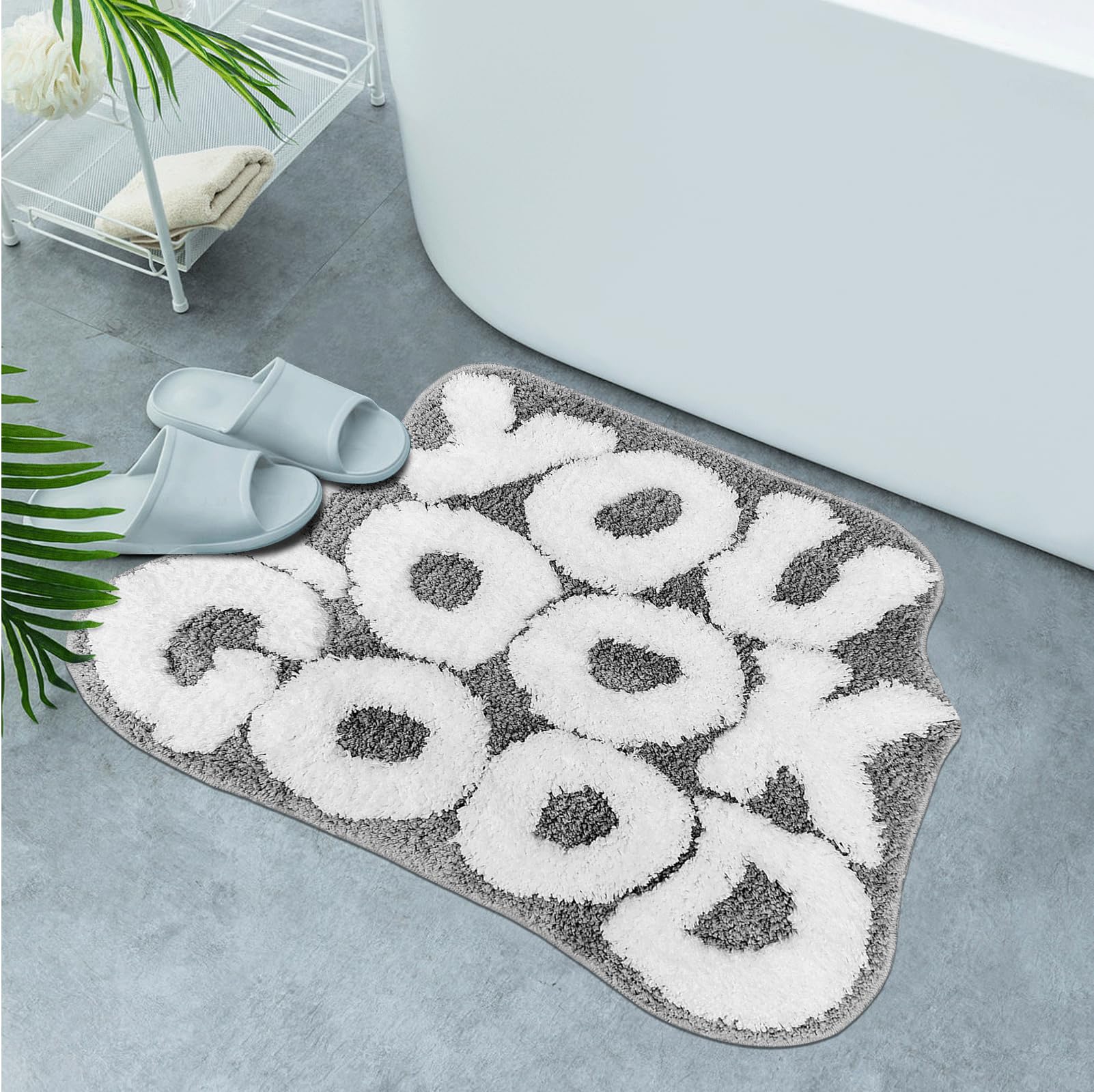 Inshere You Look Good Bath Mat Cute Bathroom Rugs, Grey Kitchen Rugs Door Mats Soft & Absorbent Plush Coral Fabric, Cool Funny Indoor Welcome Mats Home Carpets Non-Slip Washable 25”x21”