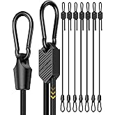 8 Pcs 48 Inch Adjustable Carabiner Bungee Cords with Hooks, Easy to Adjust from 7" to 48", Black Bungee Straps with UV-Resistance & Superior Elasticity for Cargo, Bike, Luggage, Carts, Truck, etc