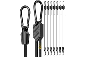 LUCKYSTRAPS 8 Pcs 48 Inch Adjustable Carabiner Bungee Cords with Hooks, Easy to Adjust from 7" to 48", Black Bungee Straps with UV-Resistance & Superior Elasticity for Cargo, Bike, Luggage, Carts, Truck, etc