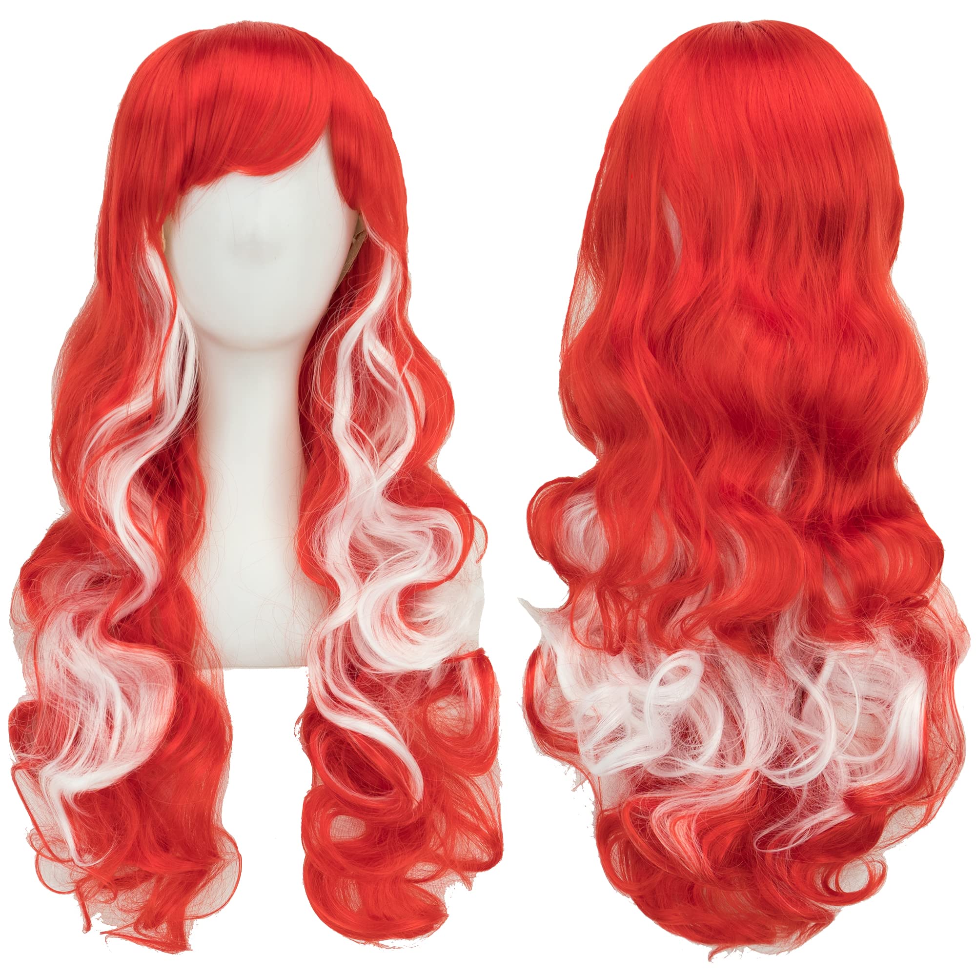 IMISSU Flag Color Design Hair Cosplay Wigs with Bangs Halloween Costume Wig (CA Flag Red White Red)