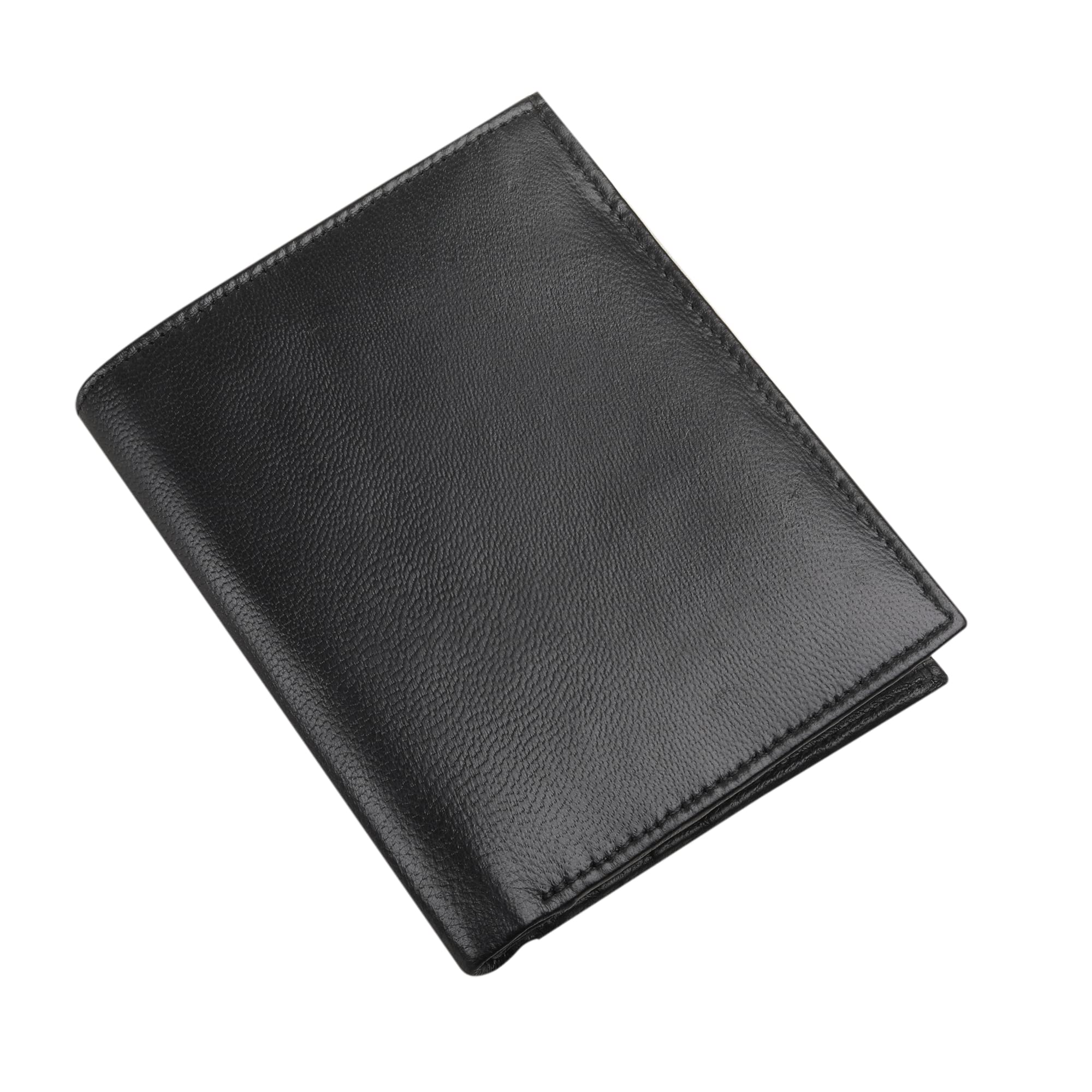 RAS Mens Leather Notecase Vertical Wallet Id Card Holder 55 Black