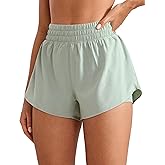 INGIA 2 in 1 High Waisted Running Shorts for Women 3" Quick Dry for Sport Athletic Workout with Zipper Pocket