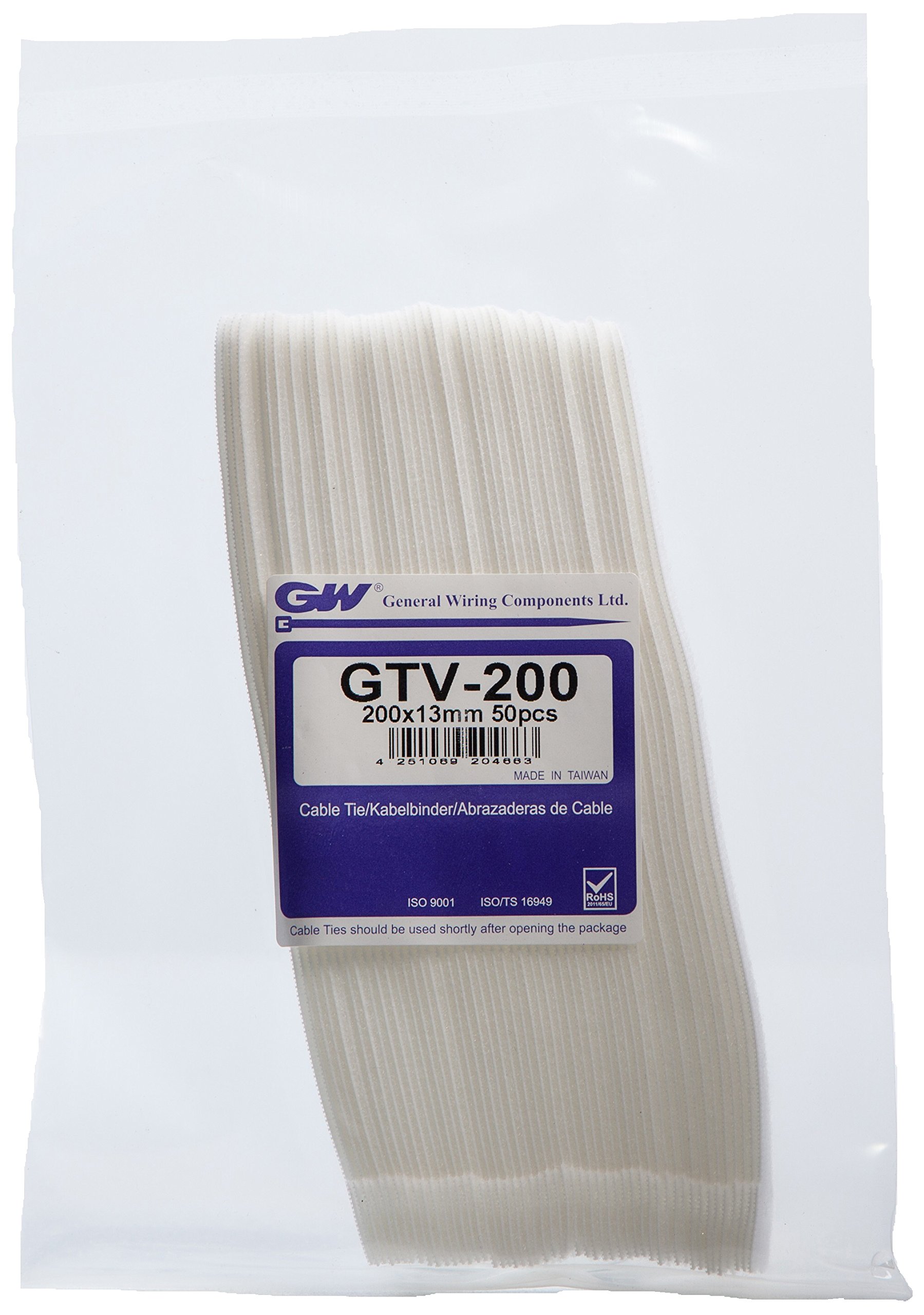 GW Kabelbinder-Technik GTV-200HD/50WHT Hook and Loop Cable Fastener