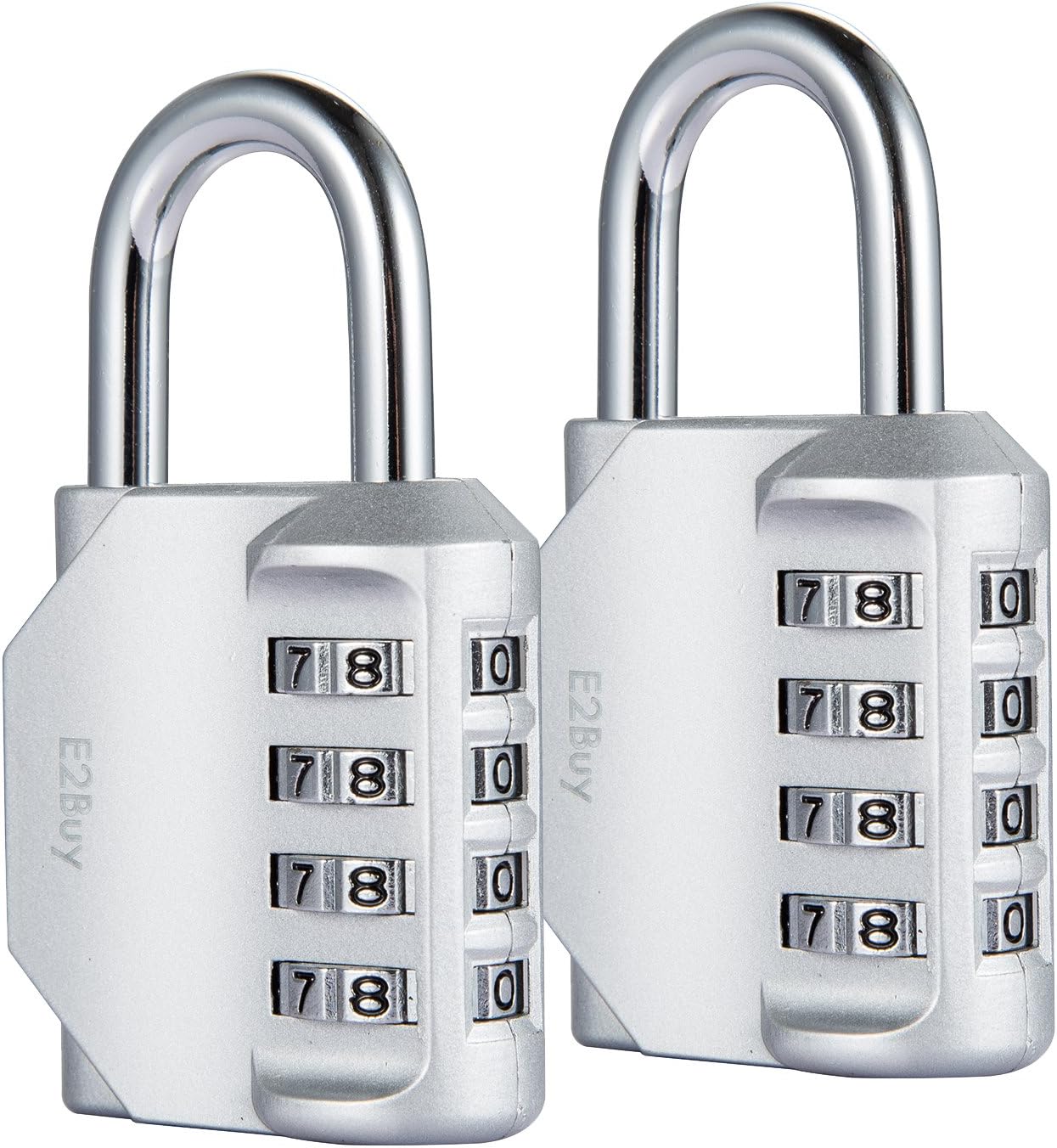 Diyife Weatherproof Combination Lock, [2 Pack] 4 Digit Padlock for School Gym Locker, Filing Cabinets, Toolbox, Case,Silver
